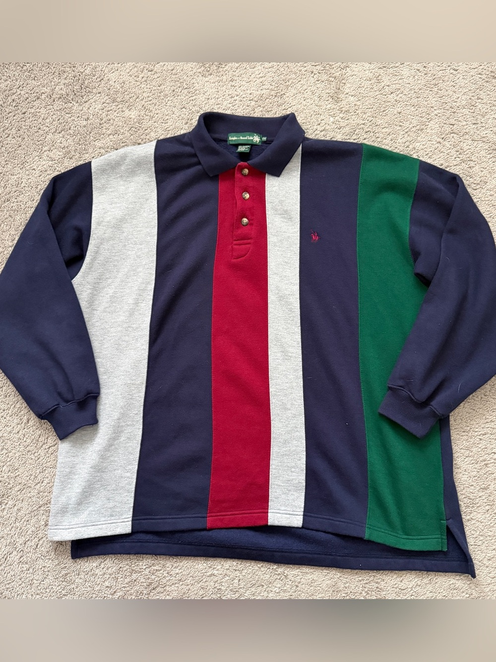 Vintage Knights of Round Table Colorblock Rugby Sweatshirt Polo 2X Long Sleeve